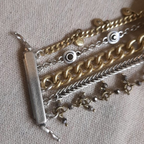 Lucky Brand 5 Strand Multi Tone Faux Turquoise Bracelet - Picture 3 of 9